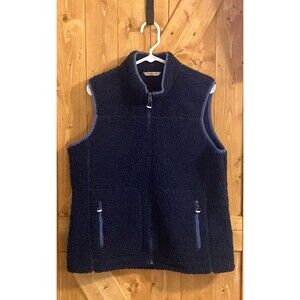 Orvis Sherpa Fleece Vest Large Navy Full Zip High Pile Outdoor Hiking Jacket